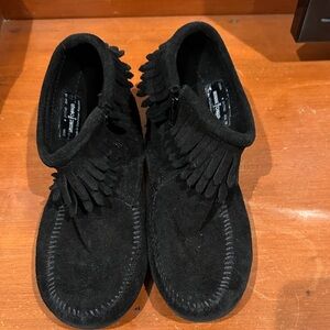 Minnetonka Black Suede Moccasins